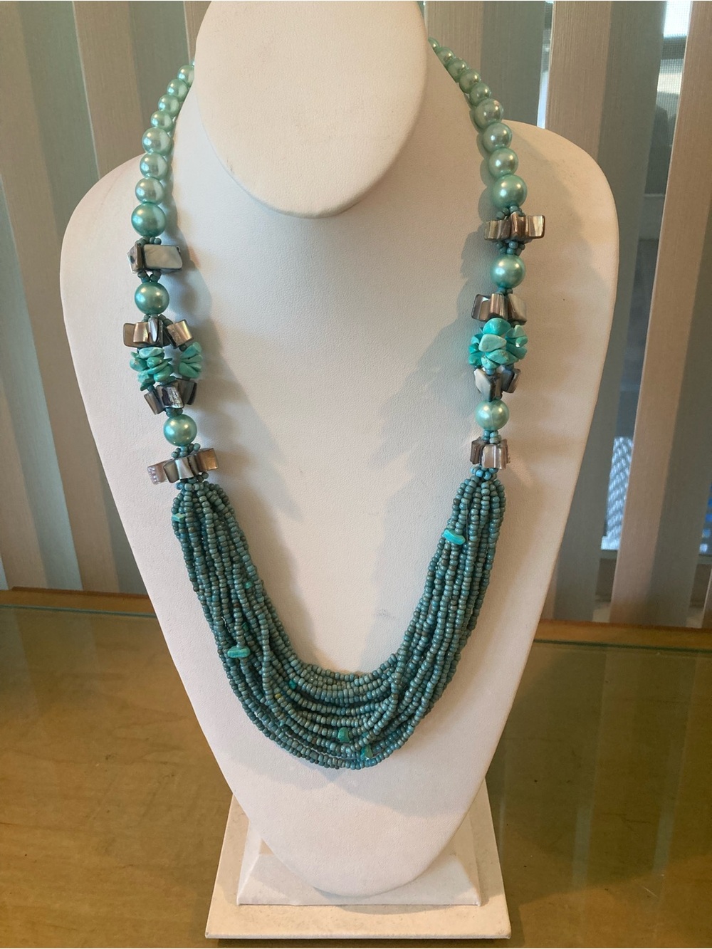Multi strand turquoise & abalone necklace